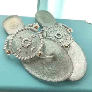 Jack Rogers Silver Flip Flops